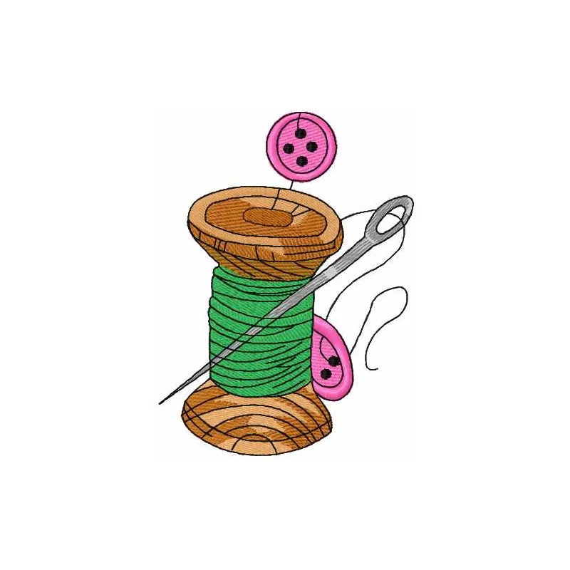 Preview of a thread bobbin and needle embroidery design, showcasing creative patterns for crafting projects.