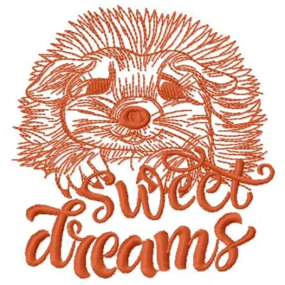 Hedgehog Sweet Dreams 2 embroidery design showcasing a charming stitched motif for cozy projects.