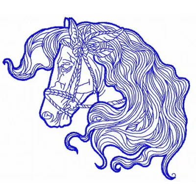 Preview of the Romantic Horse 2 embroidery design featuring a graceful horse, ideal for stitching on various fabrics.