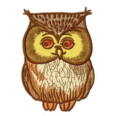 Preview of a confused owl embroidery design featuring intricate stitching patterns for creative projects.