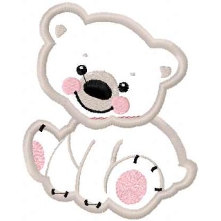 White bear applique embroidery design - Embroidery Design