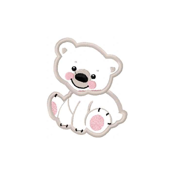 White bear applique embroidery design - Embroidery Design