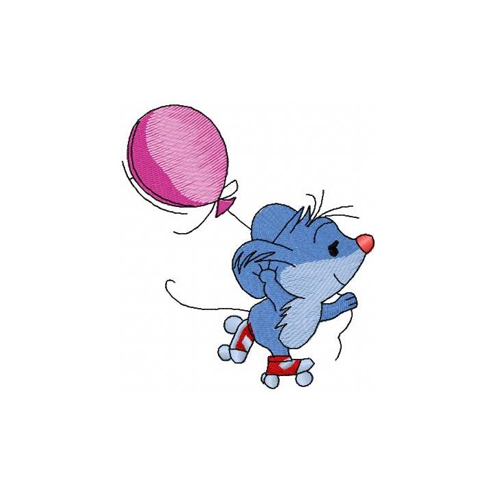 Mouse roller skating embroidery design - Embroidery Design