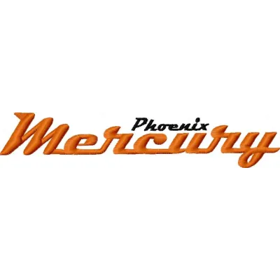 Preview of Phoenix Mercury logo 2 embroidery design featuring vibrant colors and intricate stitching patterns for basketball…