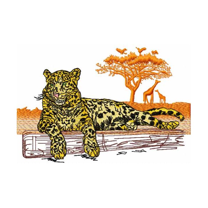 Jaguar african landscape embroidery design - Embroidery Design
