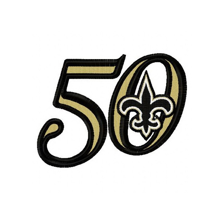 New Orleans Saints 50th anniversary 3 embroidery design - Embroidery Design