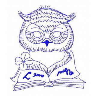 Clever owl reading a book 3 embroidery design - Embroidery Design