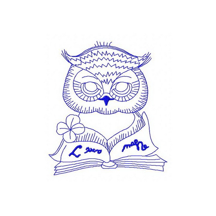 Clever owl reading a book 3 embroidery design - Embroidery Design