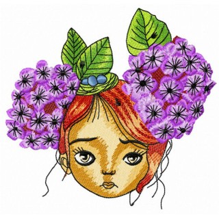 Pretty red-haired teen embroidery design - Embroidery Design