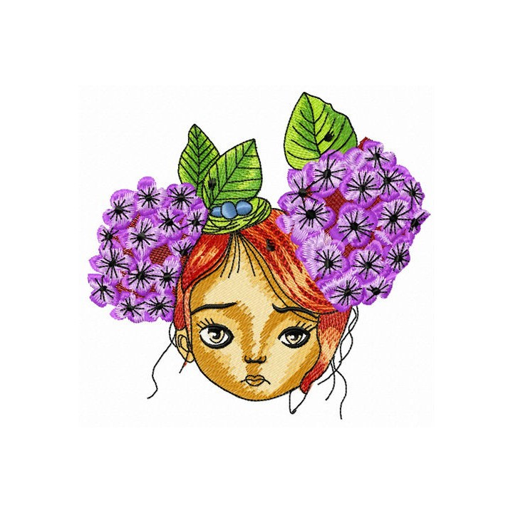 Pretty red-haired teen embroidery design - Embroidery Design