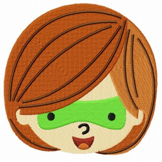 Green lantern chibi girl's face embroidery design - Embroidery Design