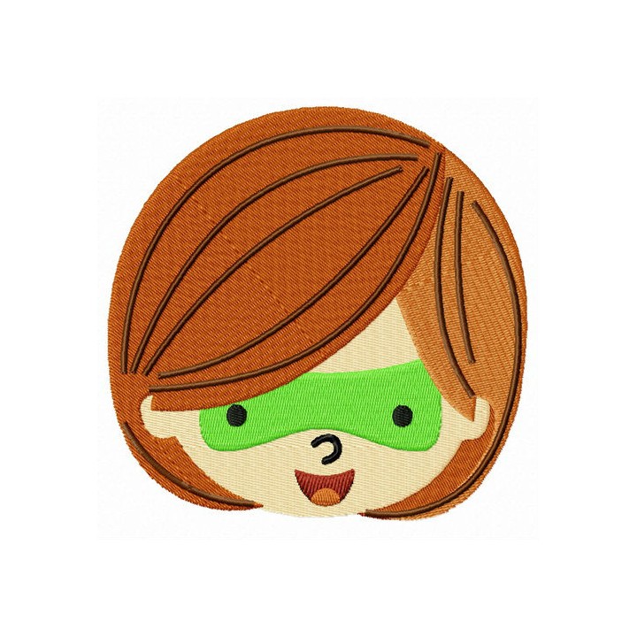 Green lantern chibi girl's face embroidery design - Embroidery Design