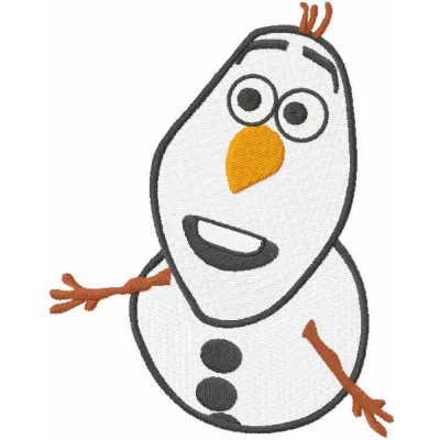 Olaf asks a question embroidery design featuring the beloved snowman from Frozen, ideal for whimsical stitching projects.