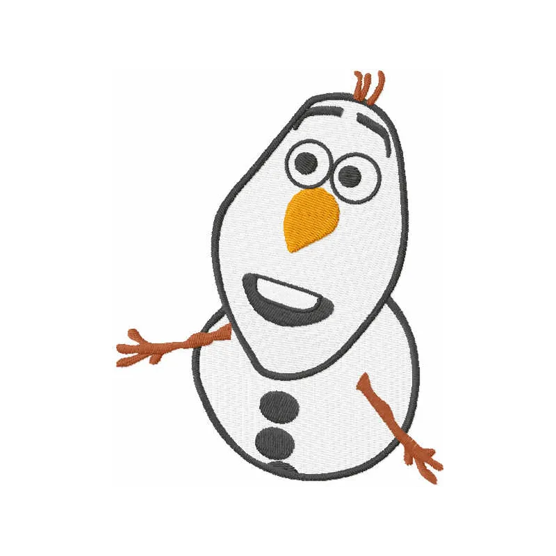Olaf asks a question embroidery design featuring the beloved snowman from Frozen, ideal for whimsical stitching projects.