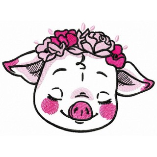 Shy piggy embroidery design - Embroidery Design