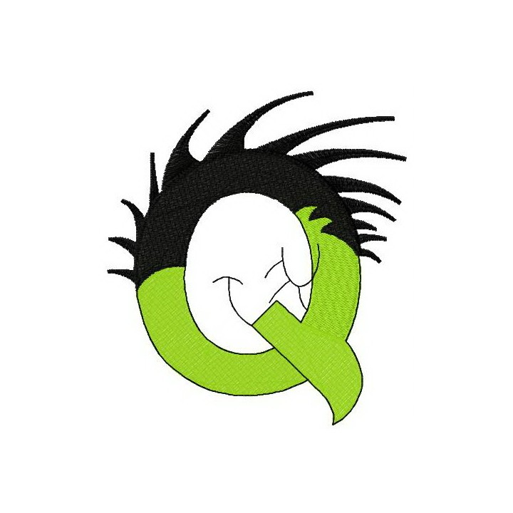 Dr. Seuss alphabet letter Q embroidery design - Embroidery Design