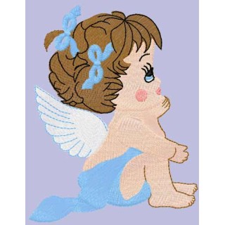 Dreaming baby angel embroidery design - Embroidery Design