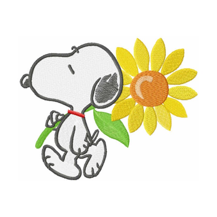 Snoopy with sunflower embroidery design - Embroidery Design