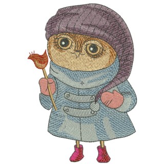 Owl in coat 2 embroidery design - Embroidery Design