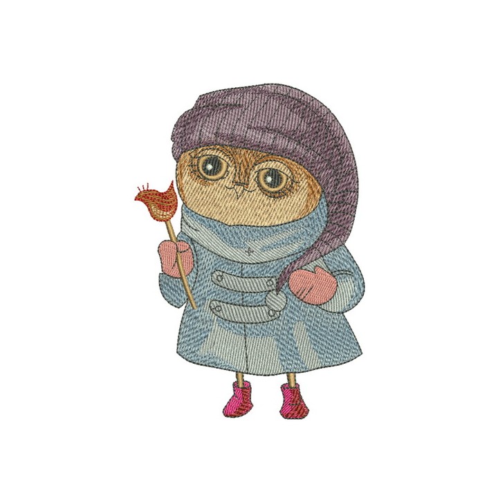 Owl in coat 2 embroidery design - Embroidery Design
