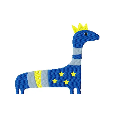 King Dino embroidery design featuring a regal dinosaur motif, ideal for stitching on children's clothing and accessories.