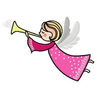 Angel with trumpet embroidery design - Embroidery Design