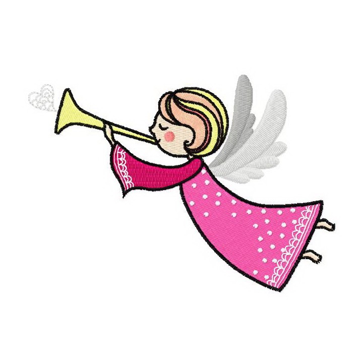 Angel with trumpet embroidery design - Embroidery Design