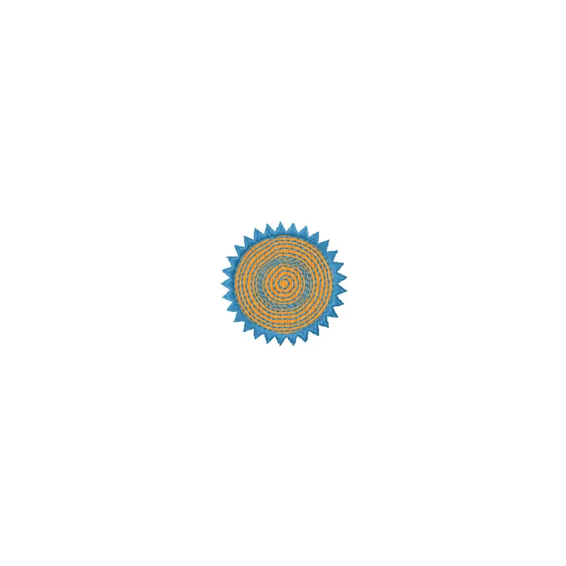 Sun embroidery design featuring a cheerful sun motif, perfect for embellishing t-shirts and tote bags.