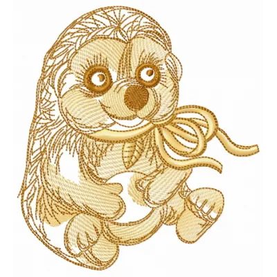 Preview of a charming brown hedgehog embroidery design, showcasing intricate stitching details for your creative projects.