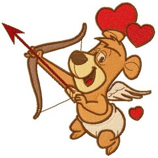 Boo-Boo Bear cupid embroidery design - Embroidery Design