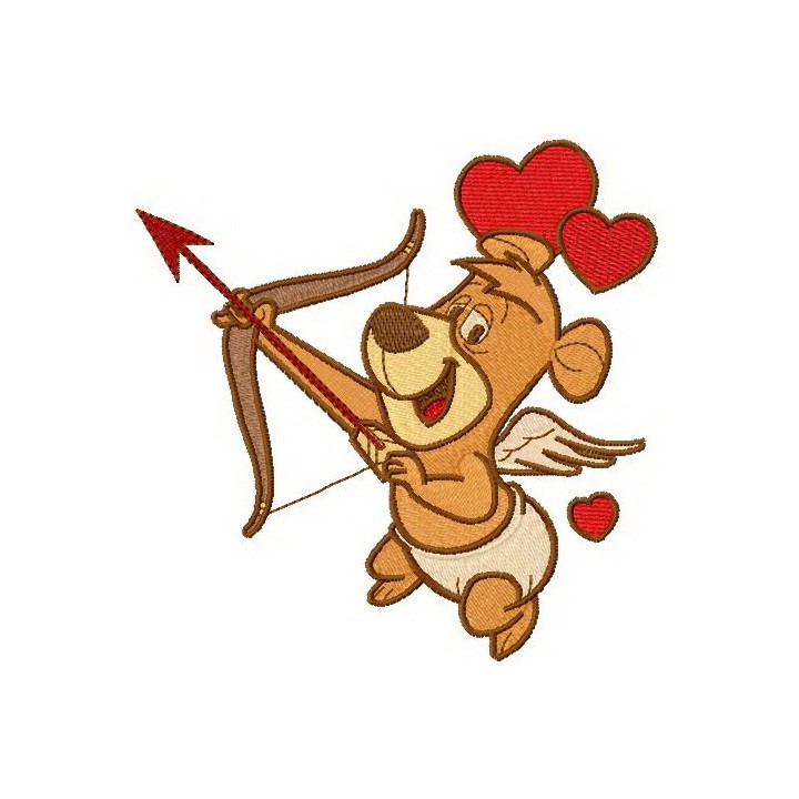 Boo-Boo Bear cupid embroidery design - Embroidery Design