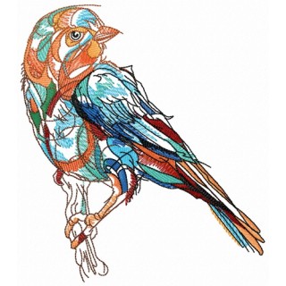 Colorful sparrow embroidery design - Embroidery Design