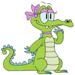 Lady crocodile embroidery design - Embroidery Design
