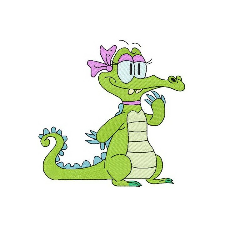 Lady crocodile embroidery design - Embroidery Design