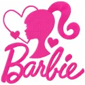 Barbie heart embroidery design preview showcasing a vibrant and playful stitched motif for various fabrics.