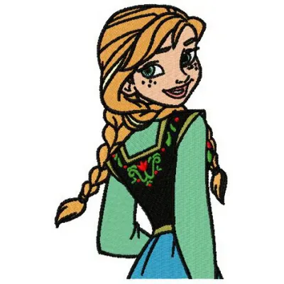 Preview of the Anna embroidery design from the Frozen collection, showcasing intricate stitching patterns.