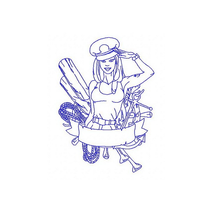 Sexy girl ship captain 3 embroidery design - Embroidery Design
