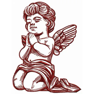 Preview of the Angel Bends the Knee embroidery design, showcasing delicate stitching patterns for a heartfelt touch.
