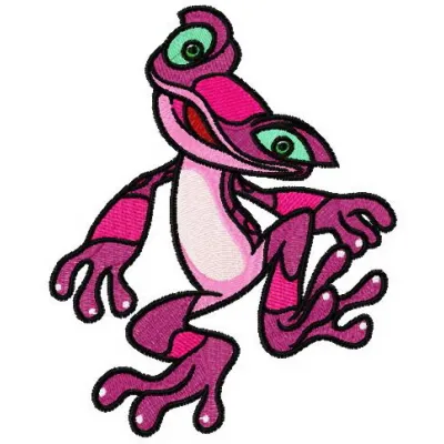 Gabi embroidery design featuring a vibrant reptile motif, ideal for stitching on t-shirts or tote bags.