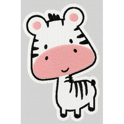 Adorable baby zebra embroidery design, perfect for stitching on baby onesies and blankets.