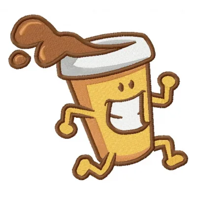 Coffee to go 2 embroidery design featuring a stylish coffee cup motif, perfect for tote bags and hoodies.