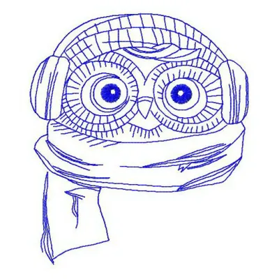 Owl the pilot 3 embroidery design showcasing a whimsical owl in aviator gear, ready for stitching on various projects.