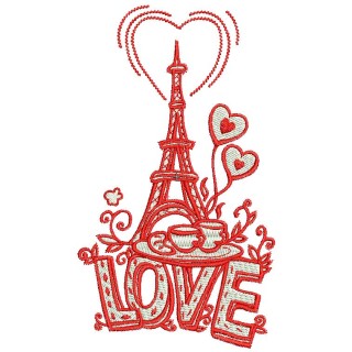 I love you Paris embroidery design - Embroidery Design