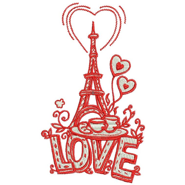 I love you Paris embroidery design - Embroidery Design