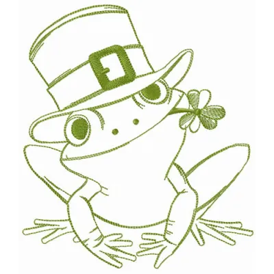 Rainforest rocket frog embroidery design showcasing a vibrant frog motif ideal for various fabric projects.