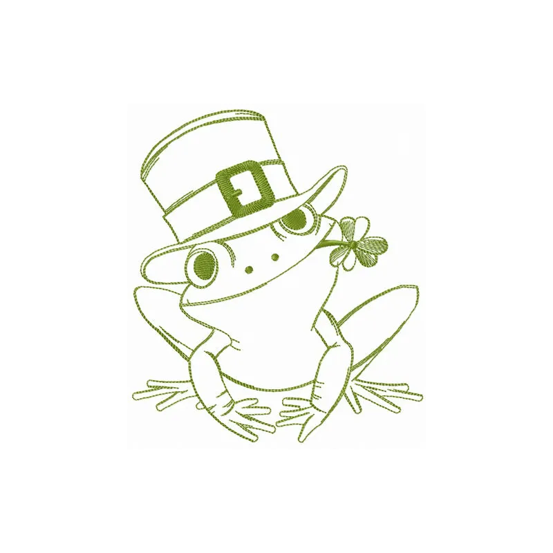 Rainforest rocket frog embroidery design showcasing a vibrant frog motif ideal for various fabric projects.