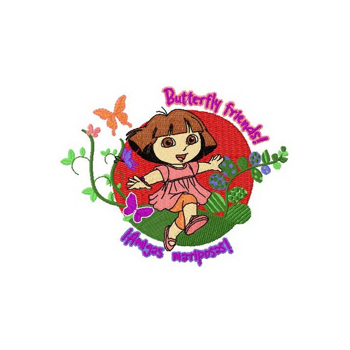 Dora butterfly friends embroidery design - Embroidery Design