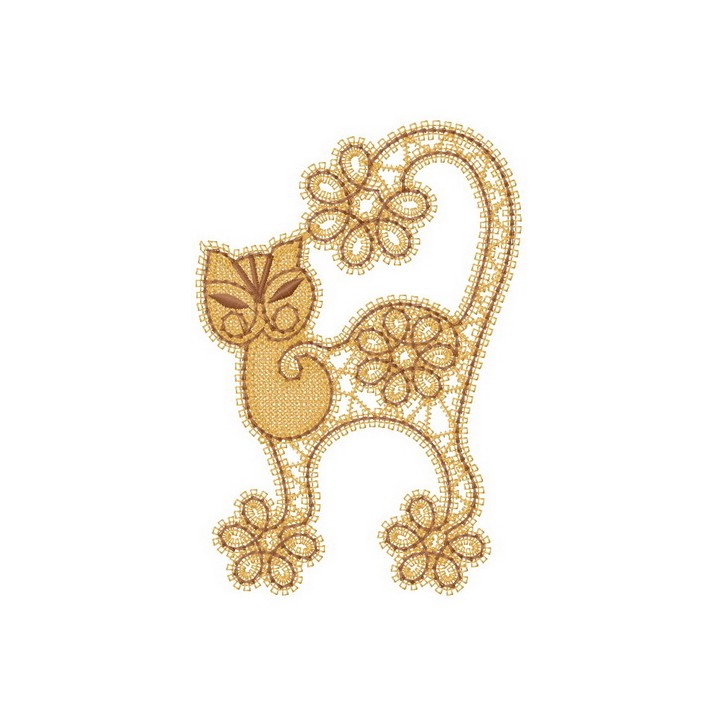 Flower cat embroidery design - Embroidery Design