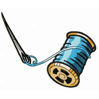 Embroidery design of a spool of blue thread, ideal for adding a creative touch to your crafting projects.