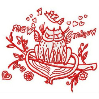 Cat's love 2 embroidery design - Embroidery Design